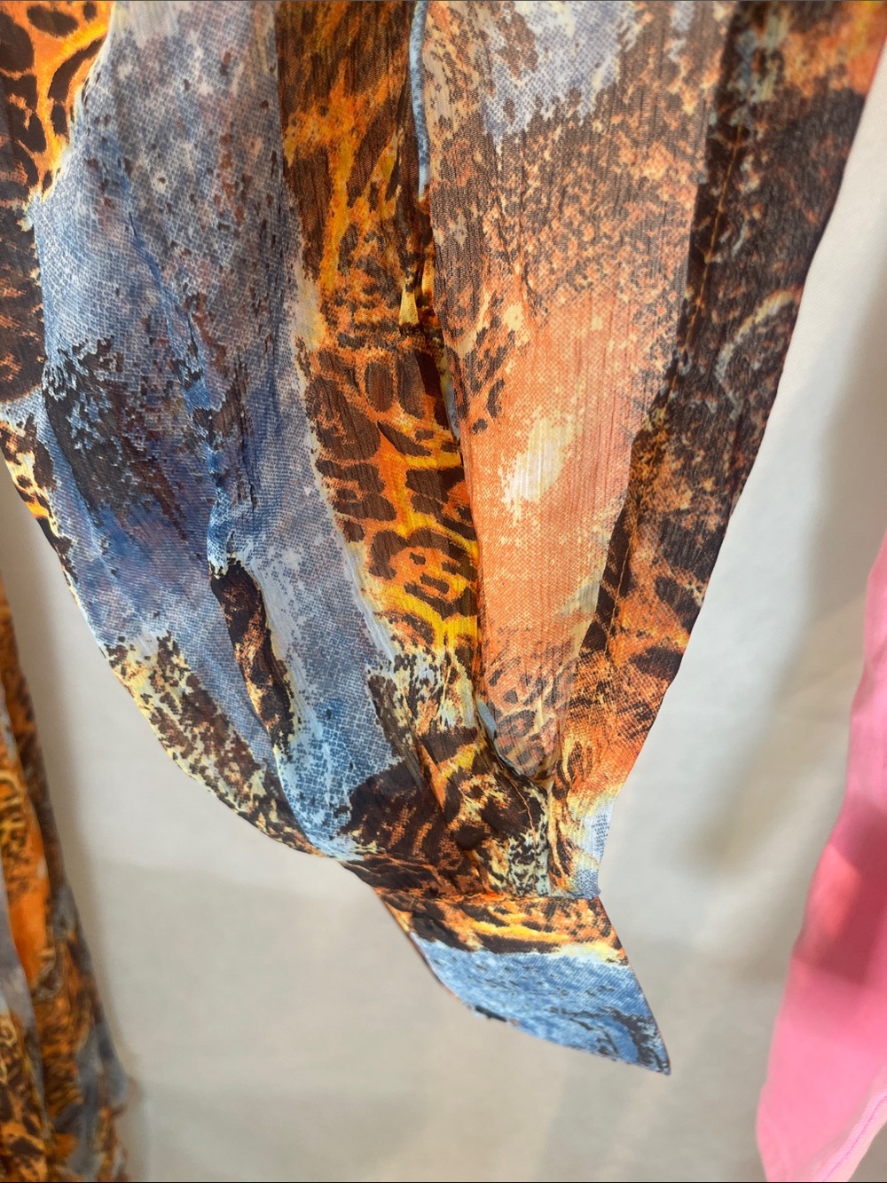 Wrap Maxi Dress in Orange and Blue Animal Print - Picture 13 of 14